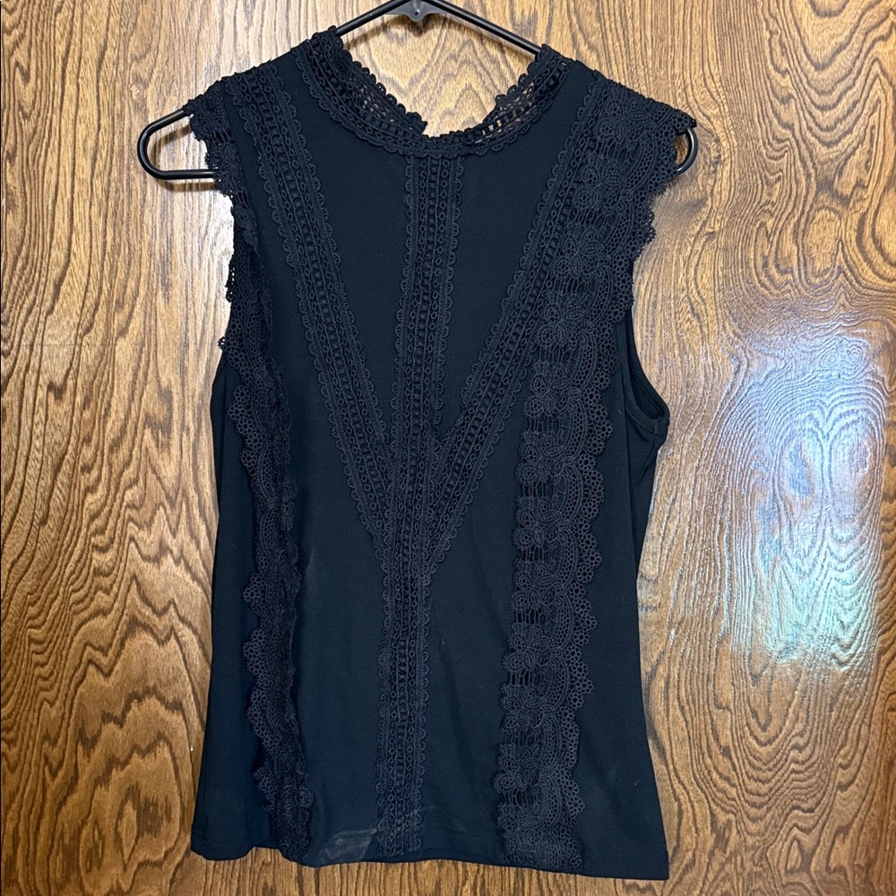 Elegant Black Lace Trim Top